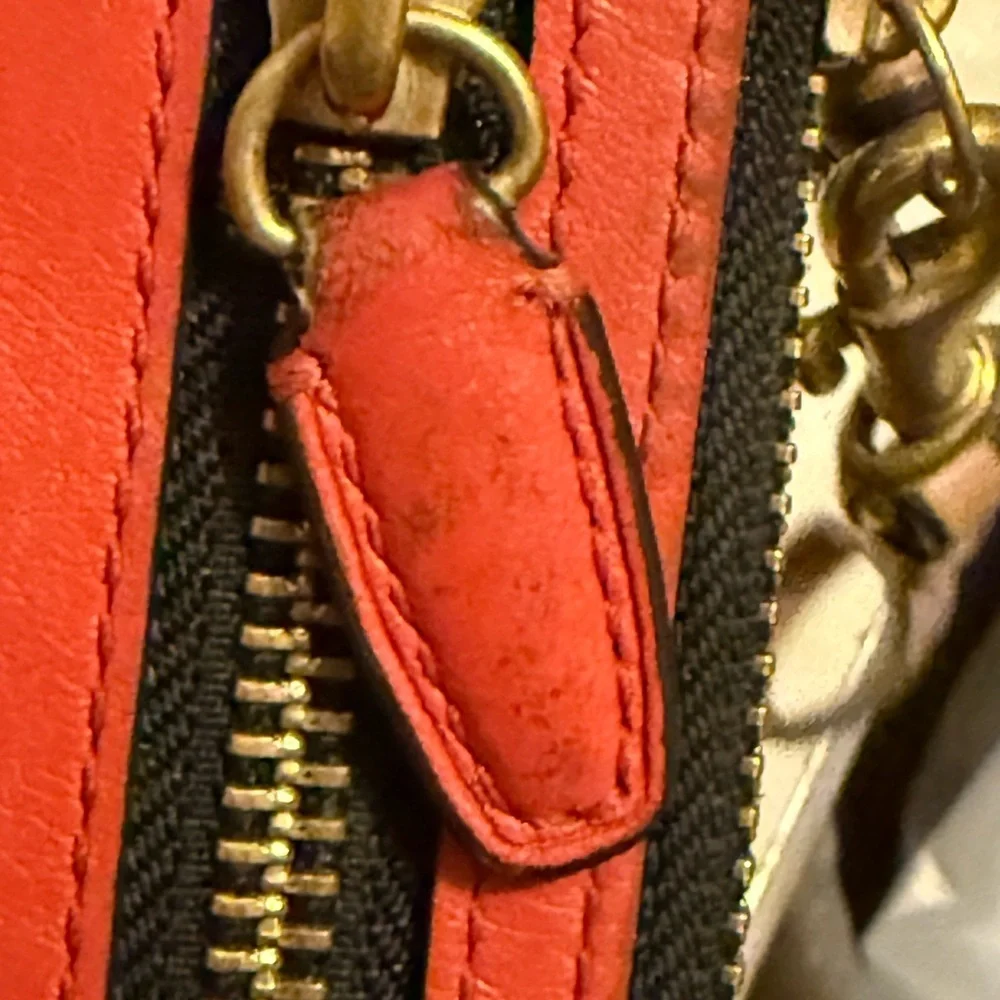 Coach Legacy 48176 Color Block Leather Zip Wristlet Wallet Blue/Orange Brass Zip